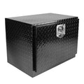 24 Inch Aluminum Stripes Plated Tool Box Pick Up Truck Bed RV Trailer Toolbox Waterproof Square Storage Organizer with Lock and Keys - Black  Black + Aluminum + Square box + 24"(24.2"×17.1"×17.9")