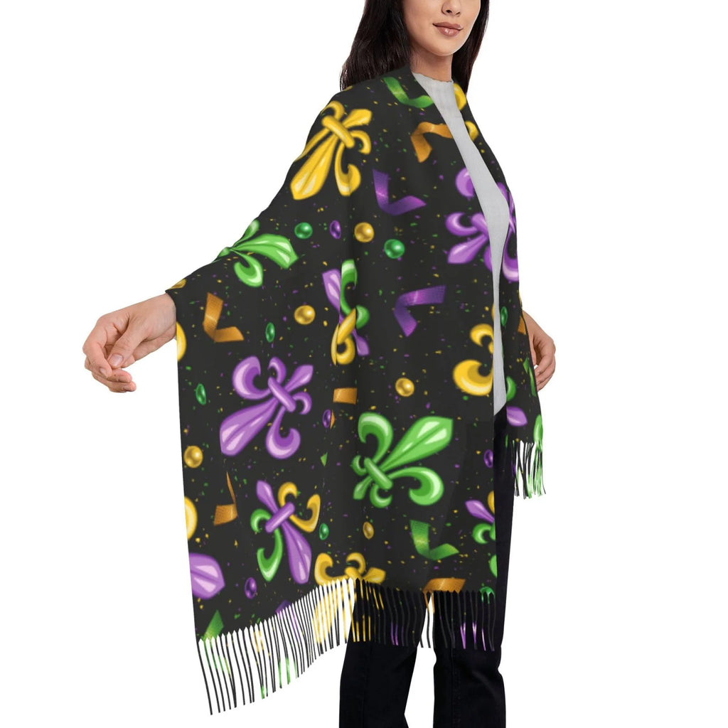Bingfone Soft Cashmere Feel Scarf For Women Elegant Art Print Winter Warm Scarves Large Shawl Wrap Gifts- Mardi Gras Carnival4