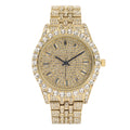 Charles Raymond Mens Hip Hop Metal Timepiece - Big Rhinestones on Trim and Elegant Baguette Time Indicators on Dial - Master Blinged Out Designer Look - ST10226 BGS Single (Gold Gold)