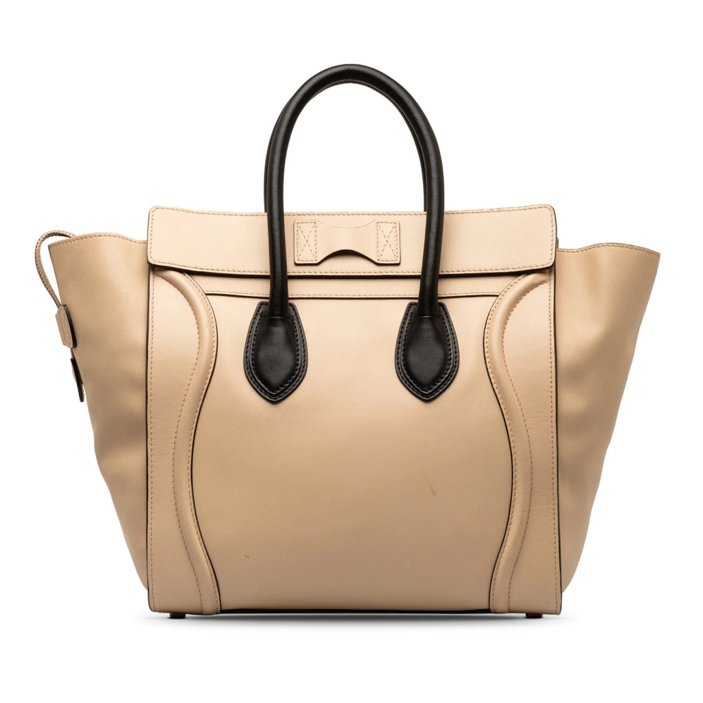 Secondhand Authenticated Celine Mini Bicolor Luggage Tote Calf Leather Brown Tote Bag Unisex (Good)