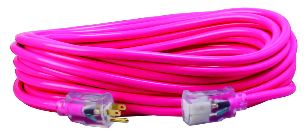 Coleman Cable Southwire 2578SW000A 12/3 50' Neon Pink All Purpose Extension Cord