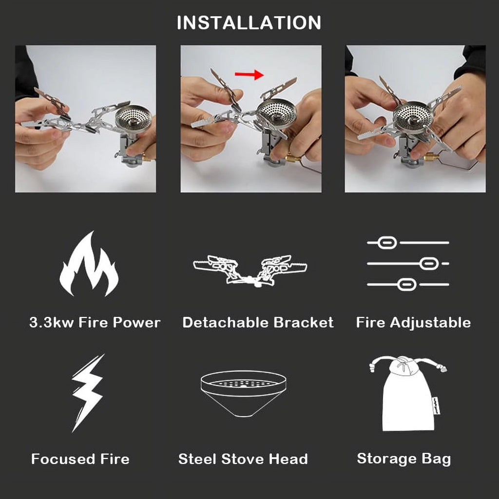 CAMPINGMOON 3300W Camping Stove High Efficient Backpacking Stove Camping Split Gas Stove