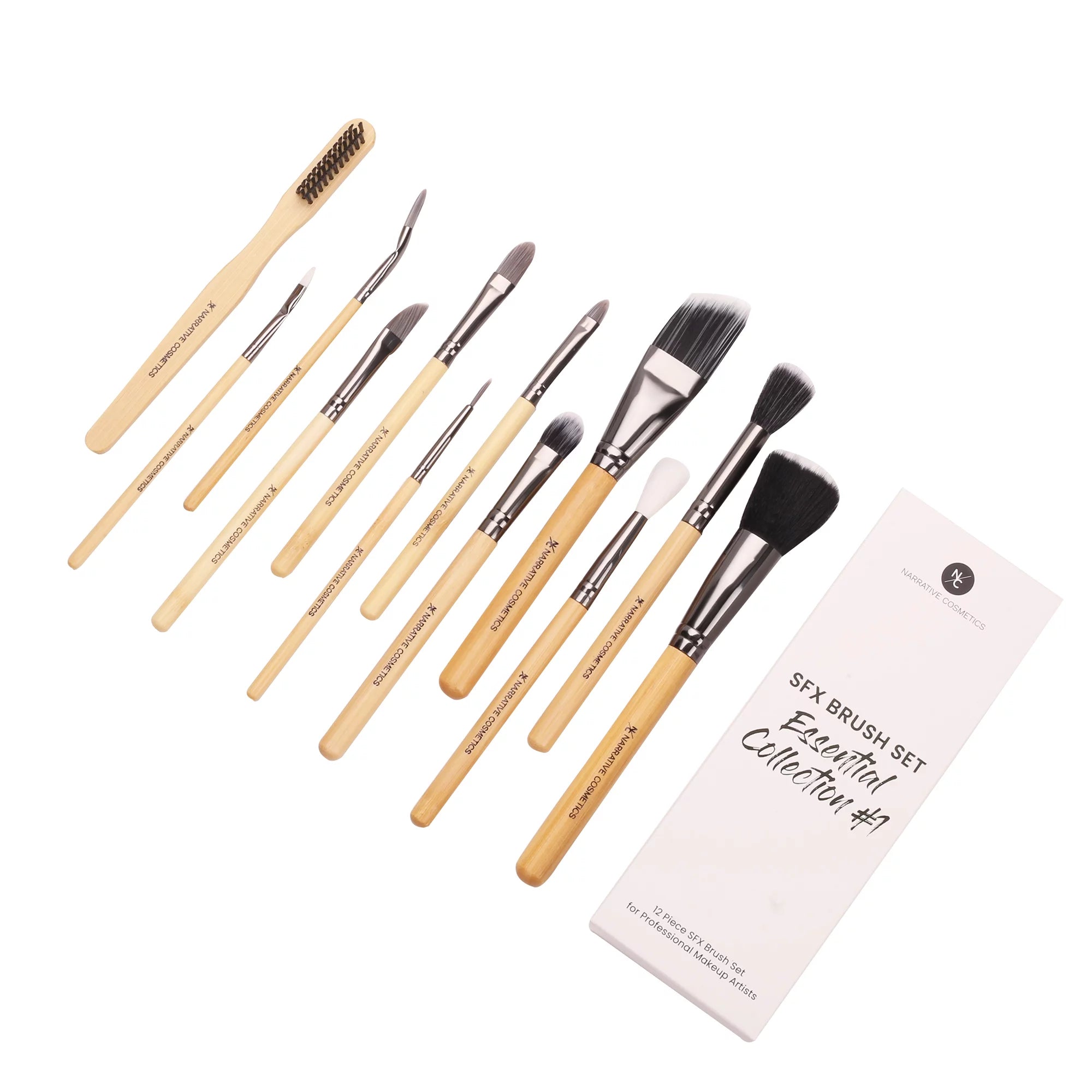 Narrative Cosmetics Essential SFX Makeup Brushes - 12 Piece Special Effects Makeup Brush Set - Collection #1