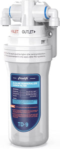 Frizzlife TD-9 Alkaline Remineralization Under Sink Inline Water Filter - Quick Twist Post Filter for RO System