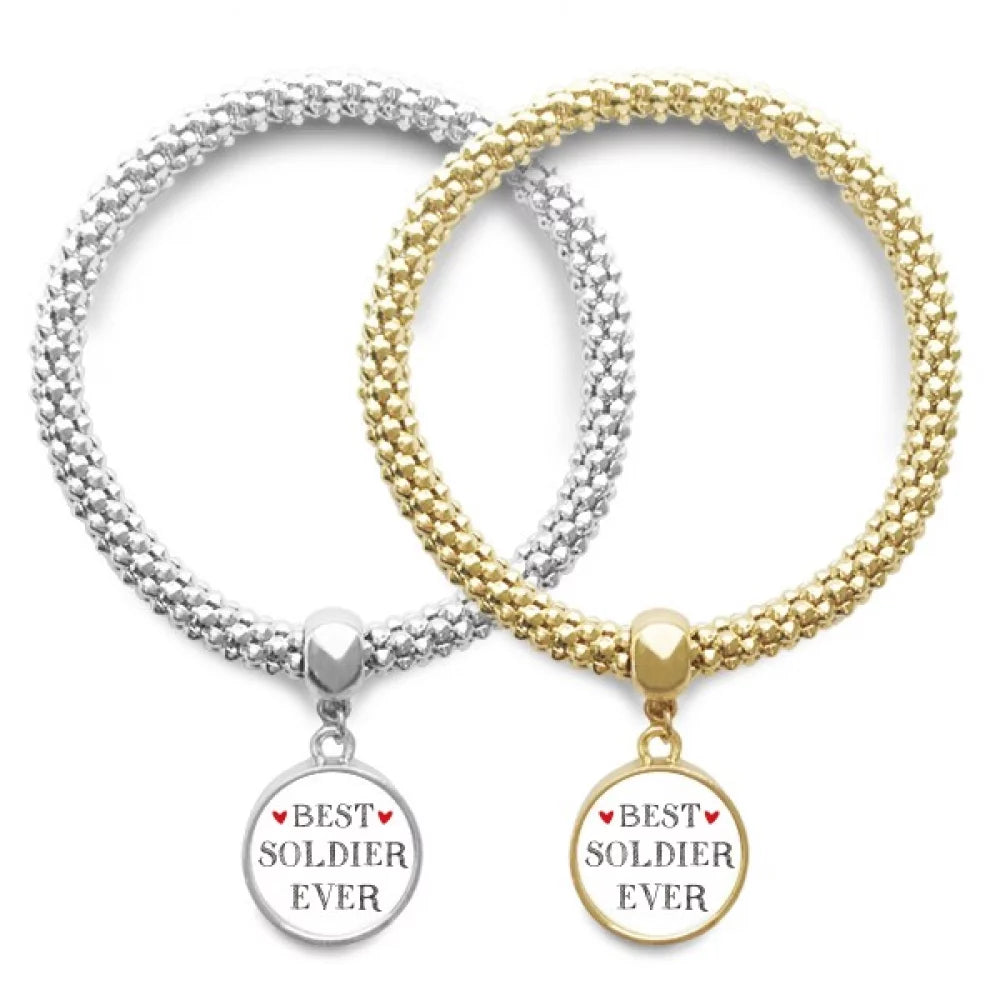Best soldier ever Quote Profession Lover Bracelet Bangle Pendant Jewelry Couple Chain