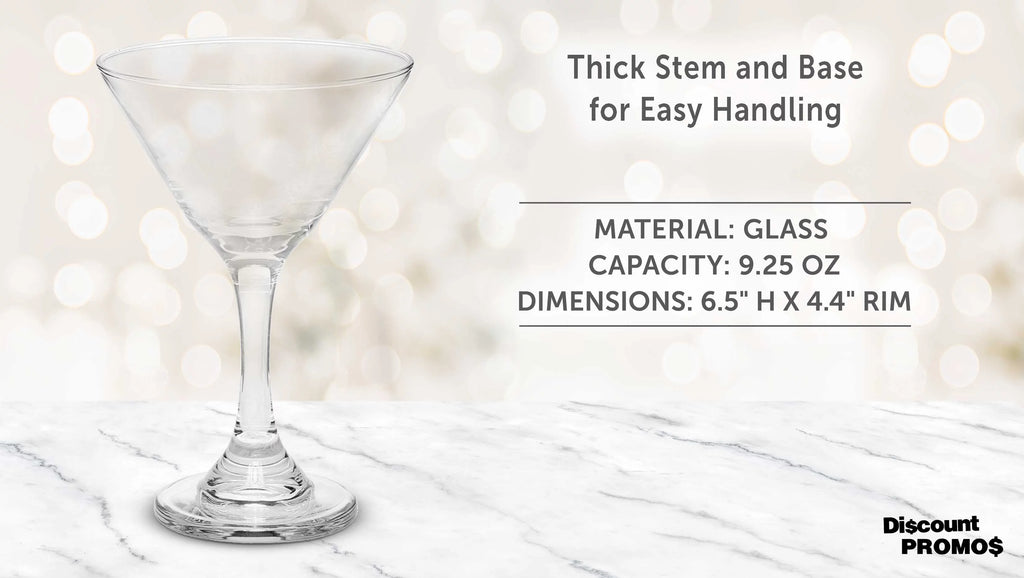Classic Martini Glasses 9.25 oz. Set of 10, Bulk Pack - Great for Cocktails, Wedding Favors, Party Favors, Events - Clear