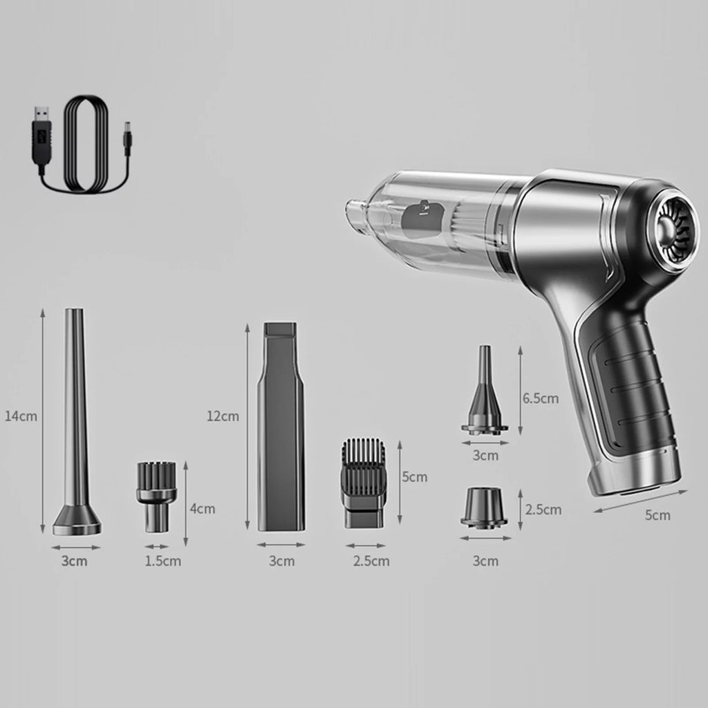 Tomfoto Handheld Car  Handheld Cordless Cleaner Portable  Air Duster & Hand Pump With 19000Pa Strong Suction USB  for Pet Hair Dust Gravel Cleaning Home Office