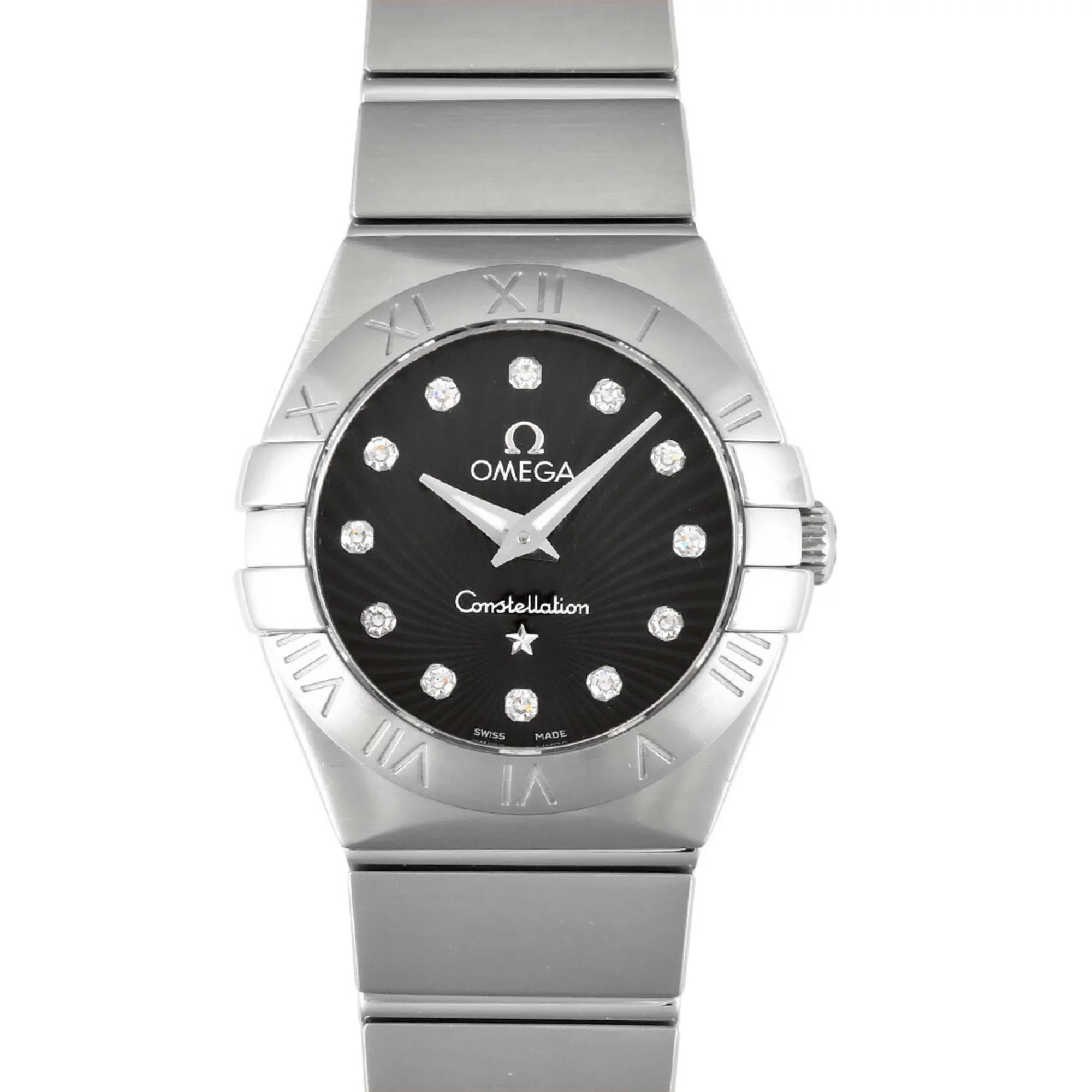 Used Omega OMEGA Constellation 12P Diamond Index SS For Her Quartz Watch Black Dial 123.10.24.60.51.001 (Good)