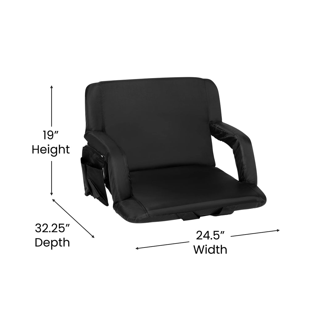 Flash Furniture Malta Fabric Extra Wide Stadium Chair, Black