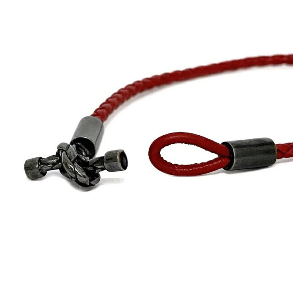 Secondhand Bottega Veneta Ec-14210 Leather,Silver 925 Charm Bracelet Red Color (Like New)