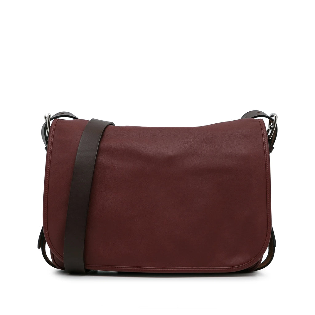 Secondhand Authenticated Hermès Sikkim Barda 30 Messenger Bag Calf Leather Red Crossbody Bag Unisex (Good)
