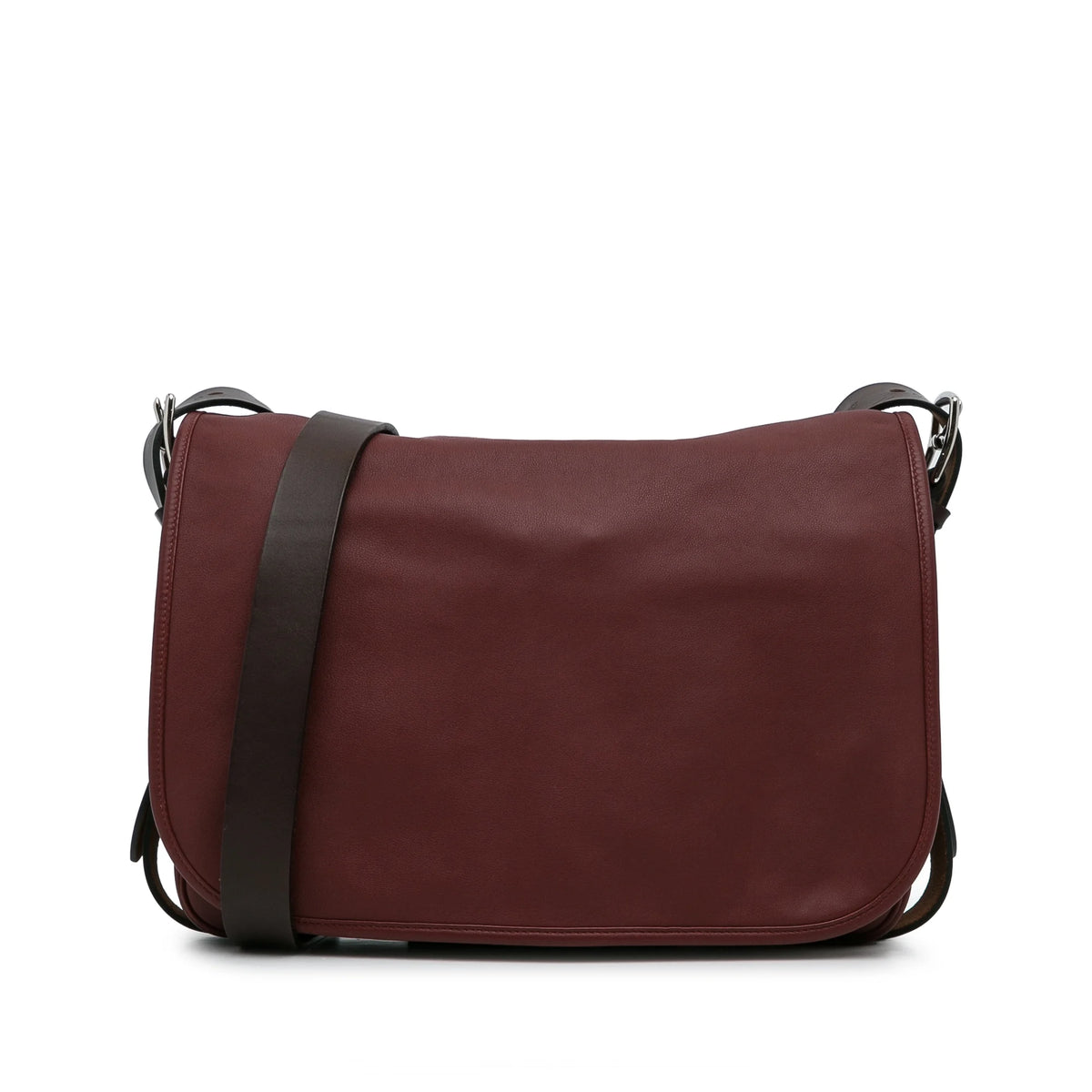 Secondhand Authenticated Hermès Sikkim Barda 30 Messenger Bag Calf Leather Red Crossbody Bag Unisex (Good)