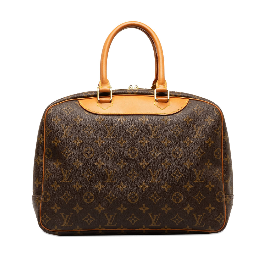 Used Authenticated Louis Vuitton Monogram Deauville Canvas Brown Handbag Top HandleBag Unisex (Good)