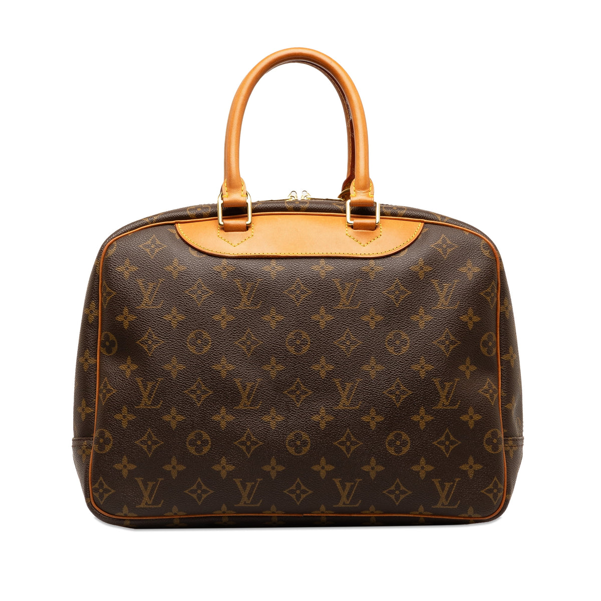 Used Authenticated Louis Vuitton Monogram Deauville Canvas Brown Handbag Top HandleBag Unisex (Good)