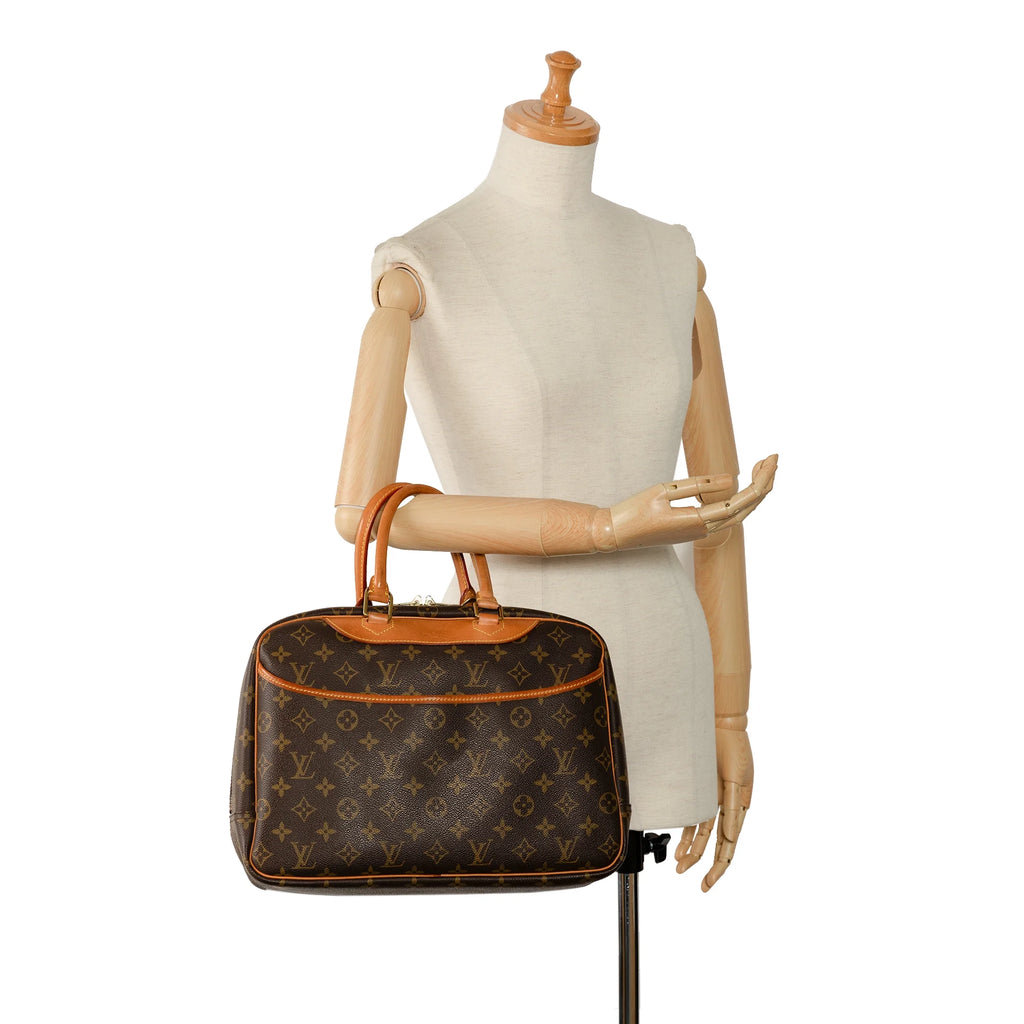 Used Authenticated Louis Vuitton Monogram Deauville Canvas Brown Handbag Top HandleBag Unisex (Good)