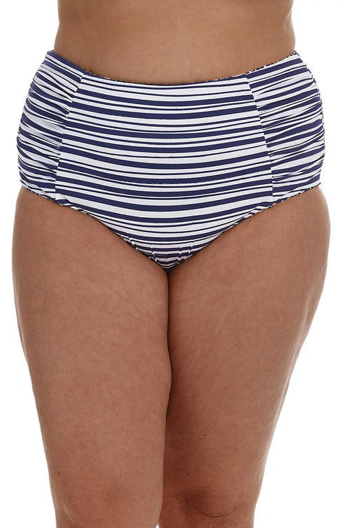 $67 La Blanca Womens High Waist Hipster Swimsuit Bikini Bottoms Blue Size 20W