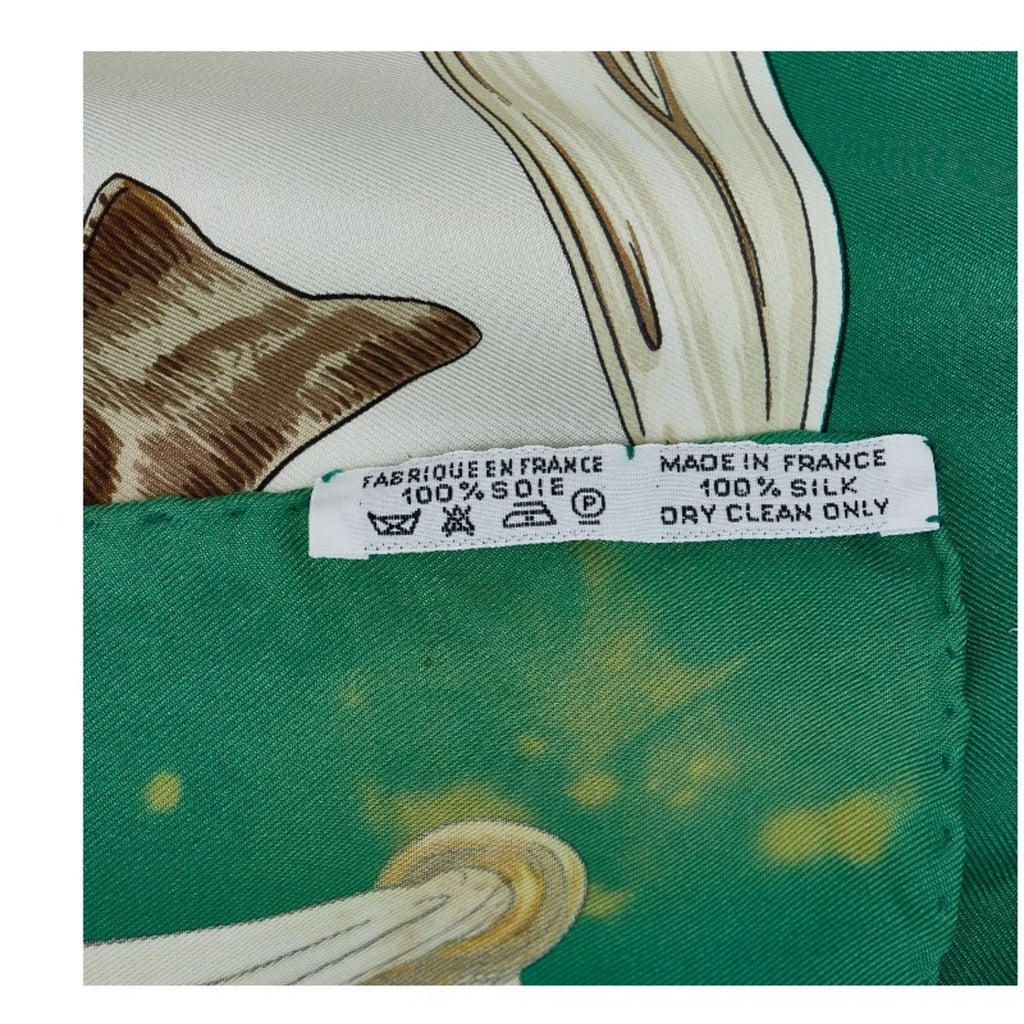 Secondhand Hermes Carre 90 ETRIERS Stirrup Pattern Horse Tack Scarf Muffler Green Multicolor Silk Ladies HERMES (Fair)
