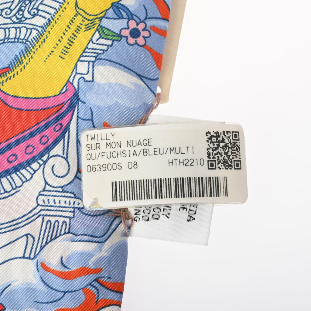 Used HERMES Twilly SUR MON NUAGE Pink/Multicolor 063900S For Her 100% Silk Scarf Muffler (Good)
