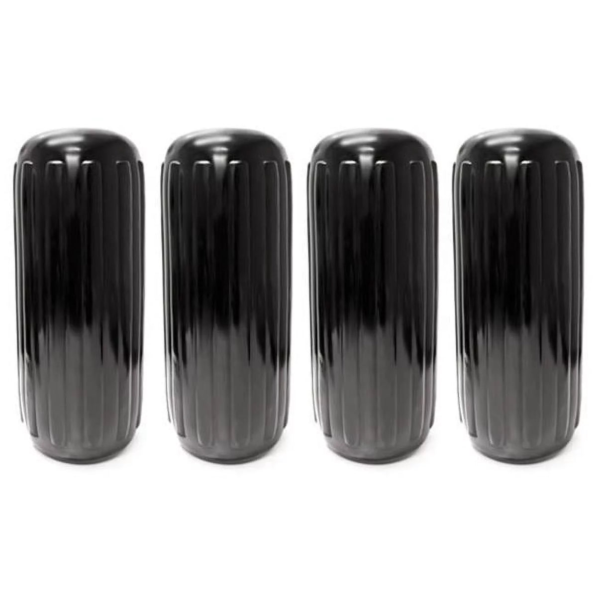 10 x 28 in. Center Hole Ribbed Boat Pontoon Fender, Black - 4 Piece