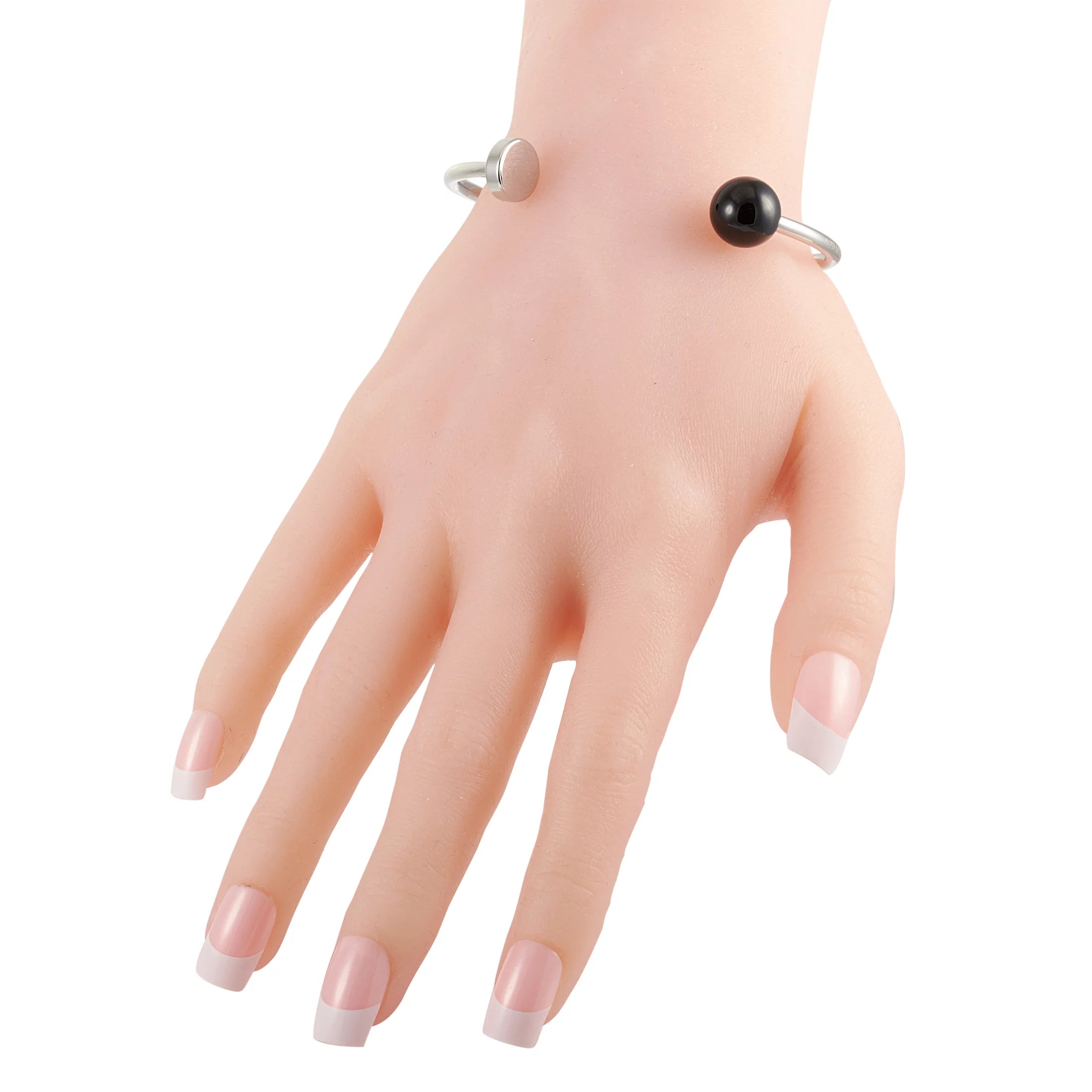 Calvin Klein Bubbly Rust-resistant Metal Onyx Open Bangle Bracelet
