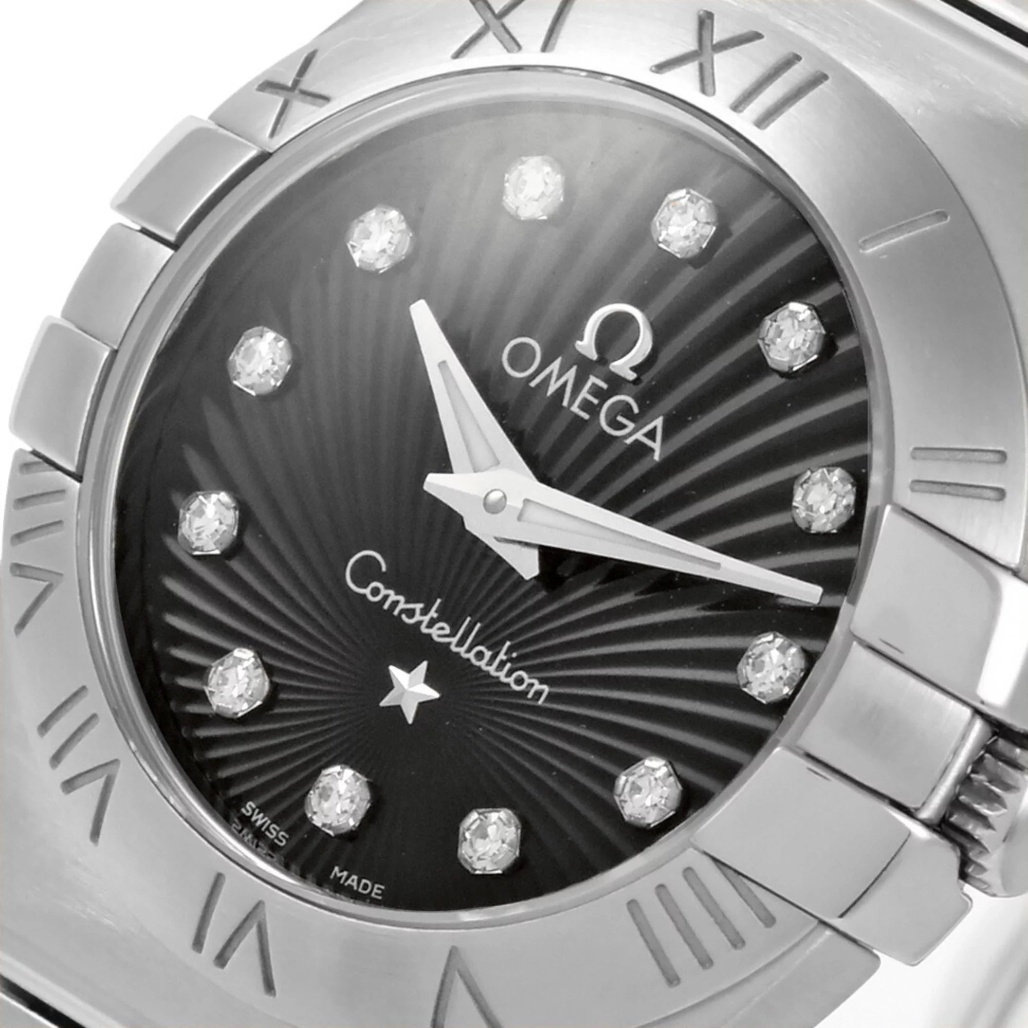 Used Omega OMEGA Constellation 12P Diamond Index SS For Her Quartz Watch Black Dial 123.10.24.60.51.001 (Good)