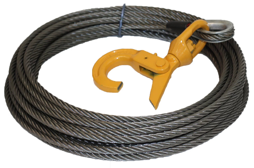 Mytee Products 3/8" x 75' Winch Cable Metal Core Rope Wrecker Tow Truck Rollback Self Locking, 15,087 lbs Ultimate Breaking Strength