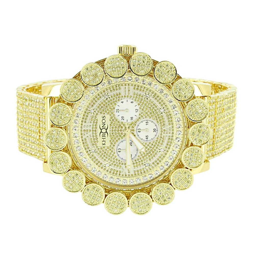 Canary Gold Tone Custom Pave Watch Solid Corrosion-free Metal Back Genuine Diamond Dial Iced Out Flower Bezel Jo Rodeo Jojino