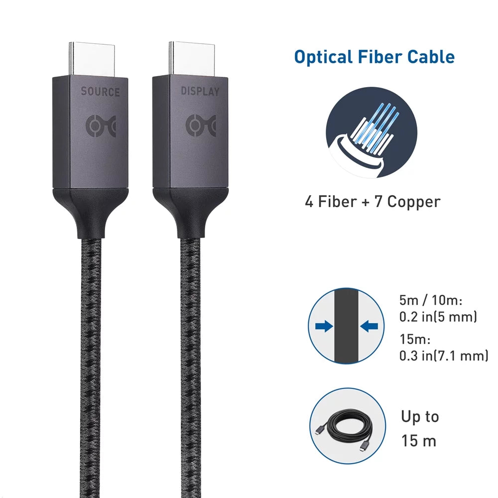 Cable Matters Certified Active Ultra High Speed HDMI Cable (Fiber Active Optical 8K HDMI Cable) – 10m / 32.8 Feet – Supporting 8K@60Hz 4K@120Hz HDR - Designed for XBOX, Compatible with PS5, Apple TV