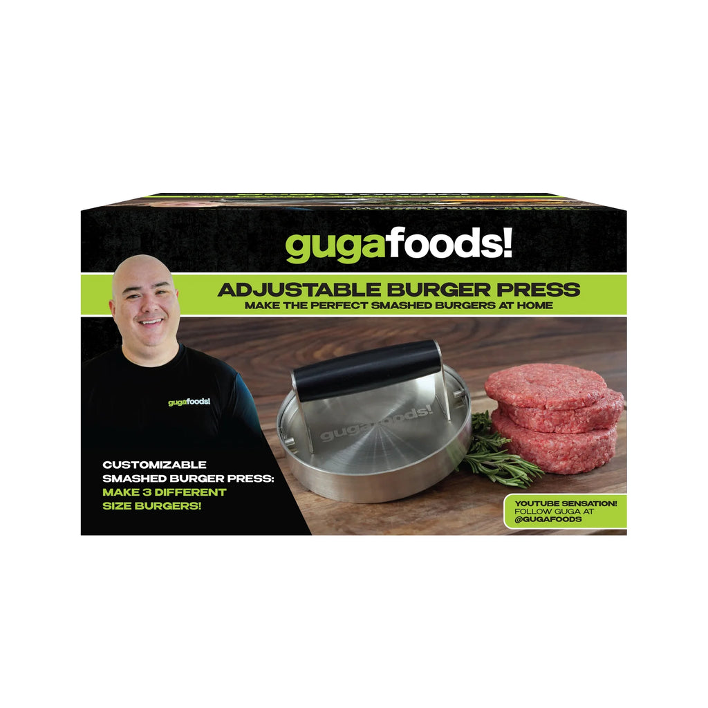 Guga Foods Adjustable Smashed Burger Press Kit, Hamburger Patty Maker, Corrosion-free Metal