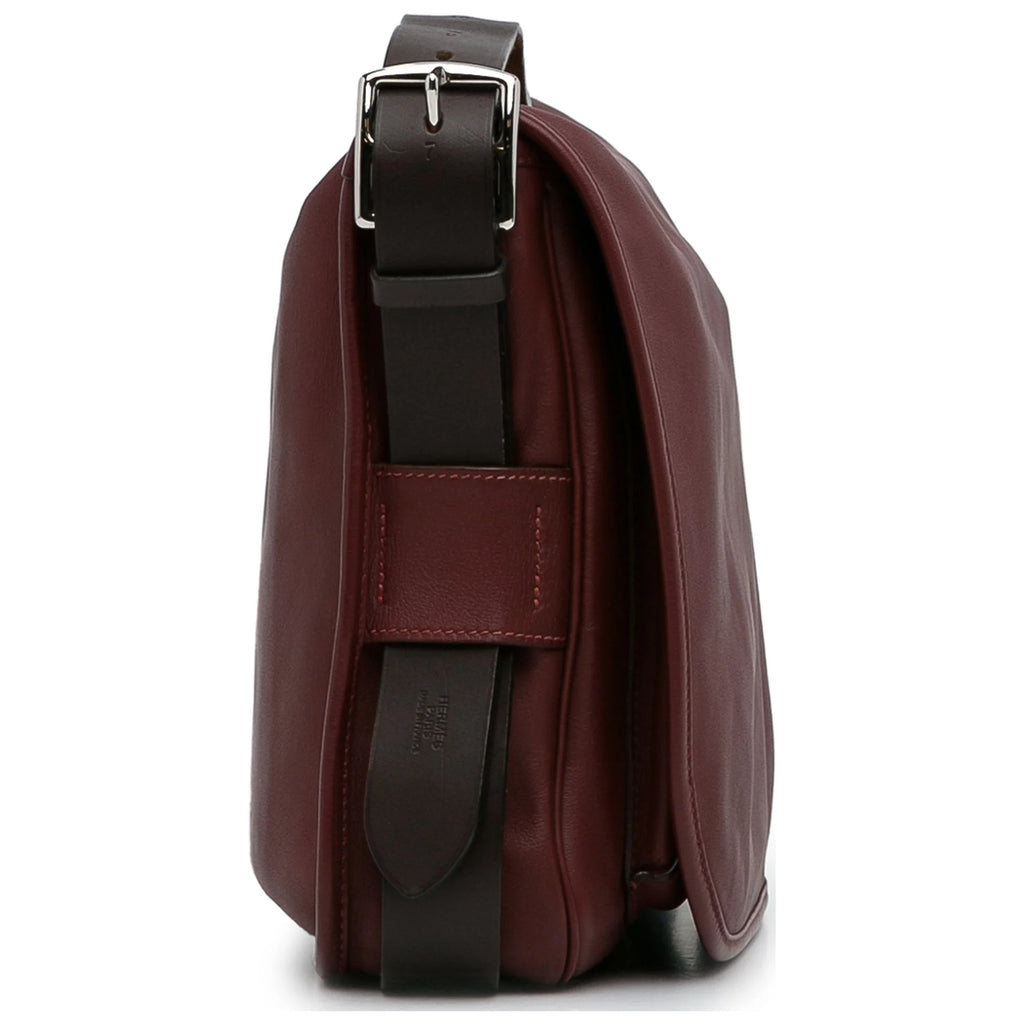 Secondhand Authenticated Hermès Sikkim Barda 30 Messenger Bag Calf Leather Red Crossbody Bag Unisex (Good)