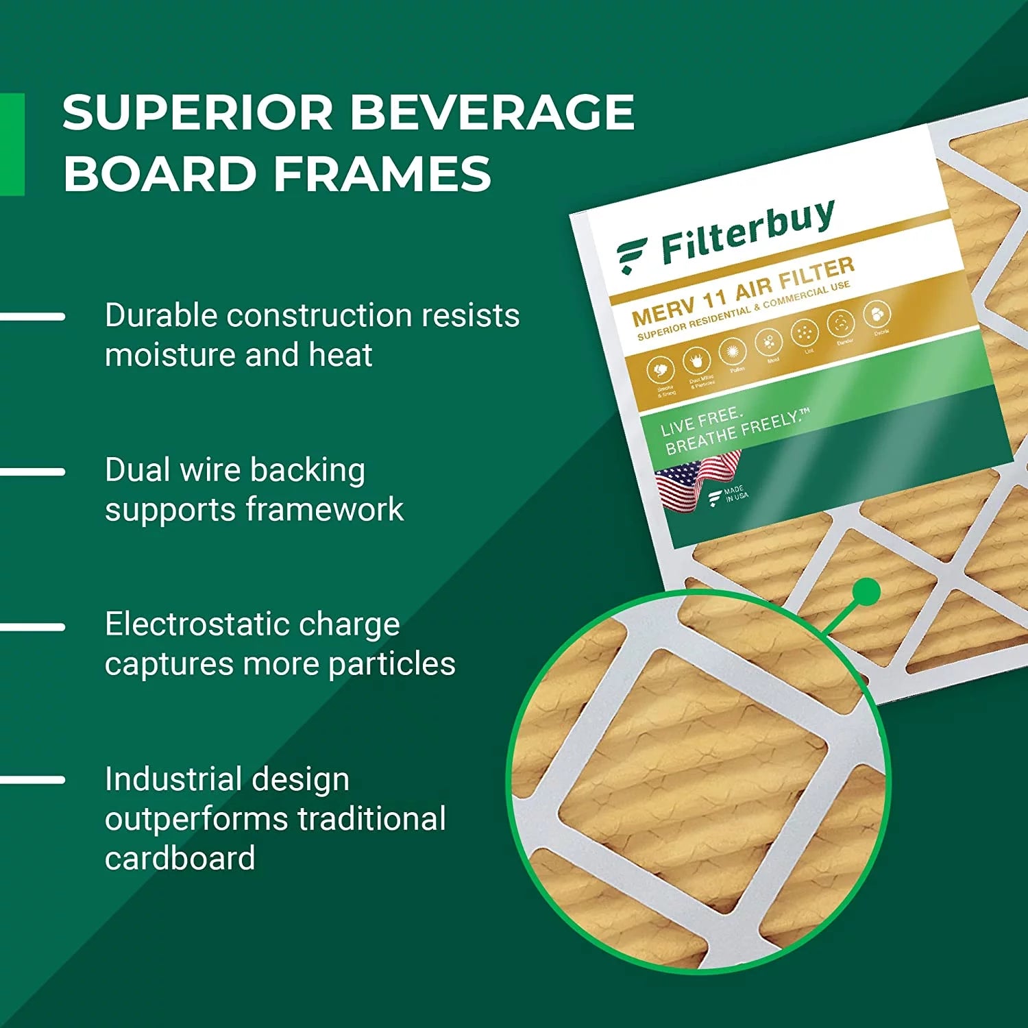Filterbuy 15x30x1 MERV 11 Pleated HVAC AC Furnace Air Filters (6-Pack)