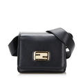 Used Authenticated Fendi Small ID Crossbody Bag Calf Leather Black Unisex (Good)