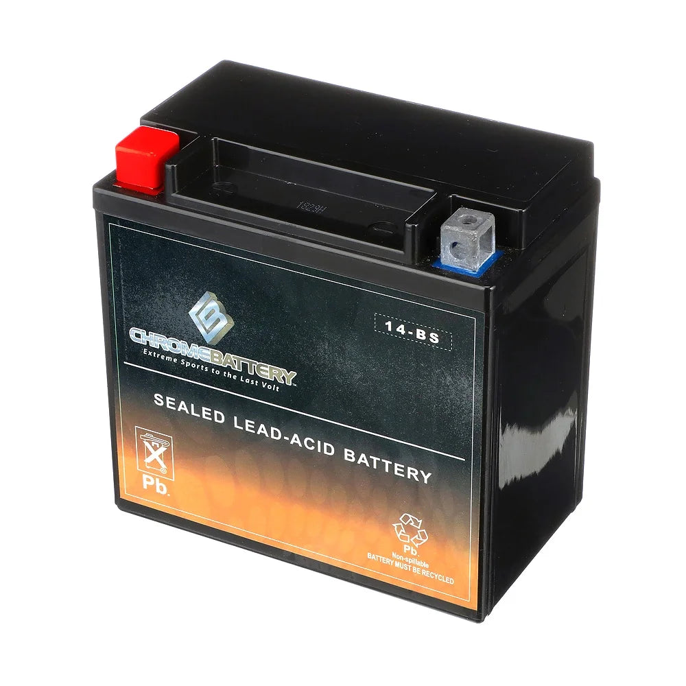 Chrome Battery Ytx14-bs (14-bs 12 Volts,12 Ah, 200 Cca) Sealed AGM Motorcycle Battery for Honda 1100cc Vt1100c, C3, T Shadow (spirit, Aero, A. C. E. Tourer) 2004