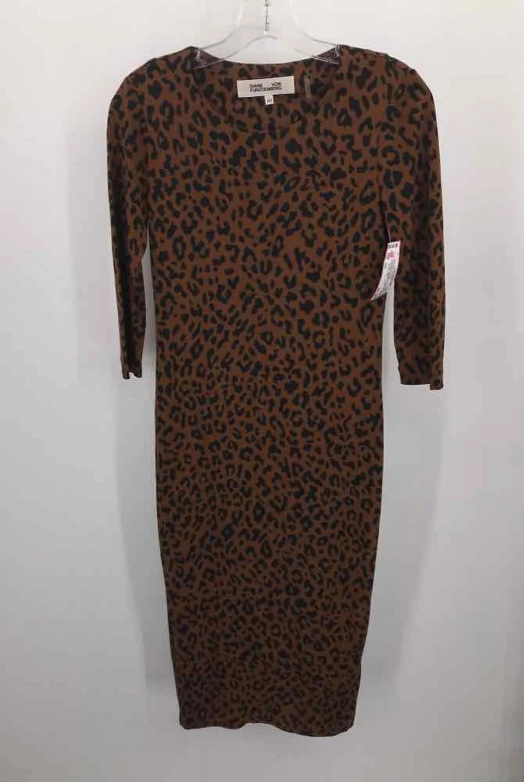Used Diane Von Furstenberg Brown Size XXS Printed Maxi Long Sleeve Dress