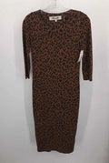 Used Diane Von Furstenberg Brown Size XXS Printed Maxi Long Sleeve Dress
