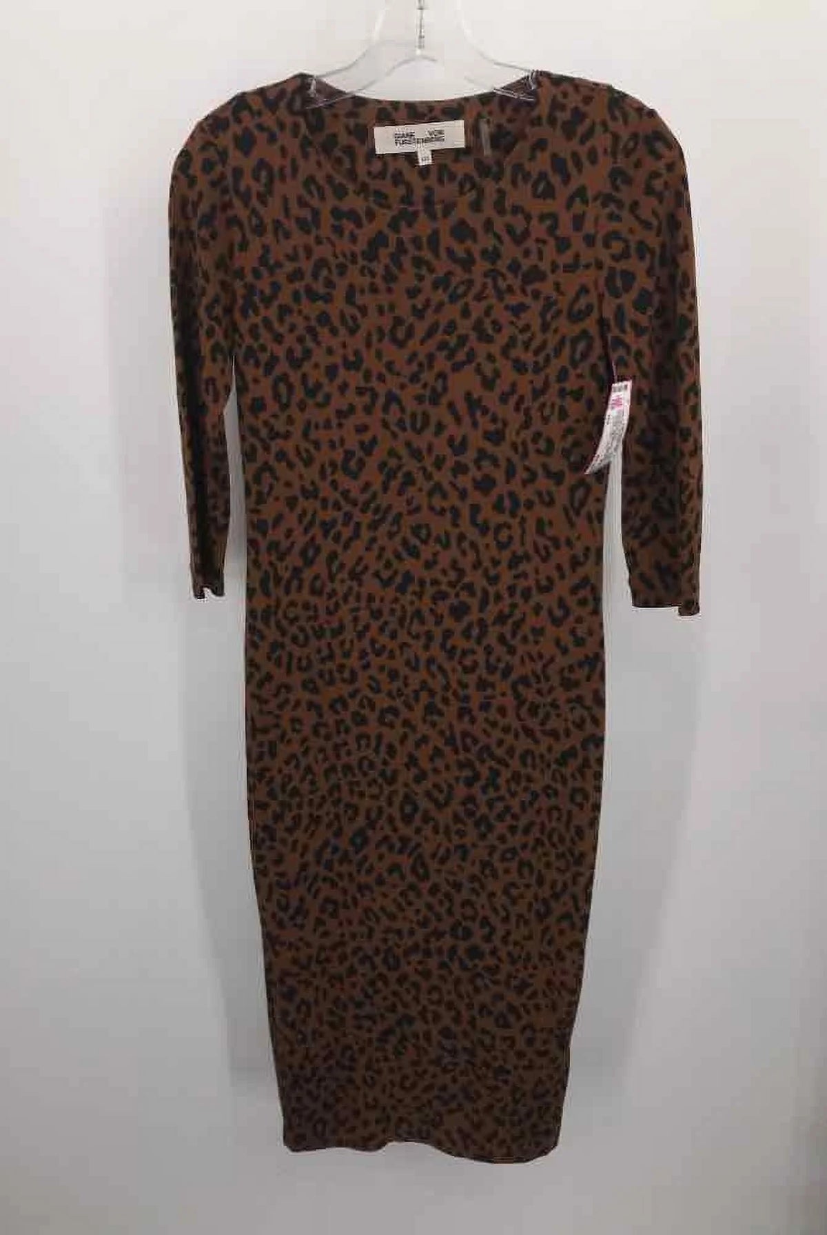 Used Diane Von Furstenberg Brown Size XXS Printed Maxi Long Sleeve Dress