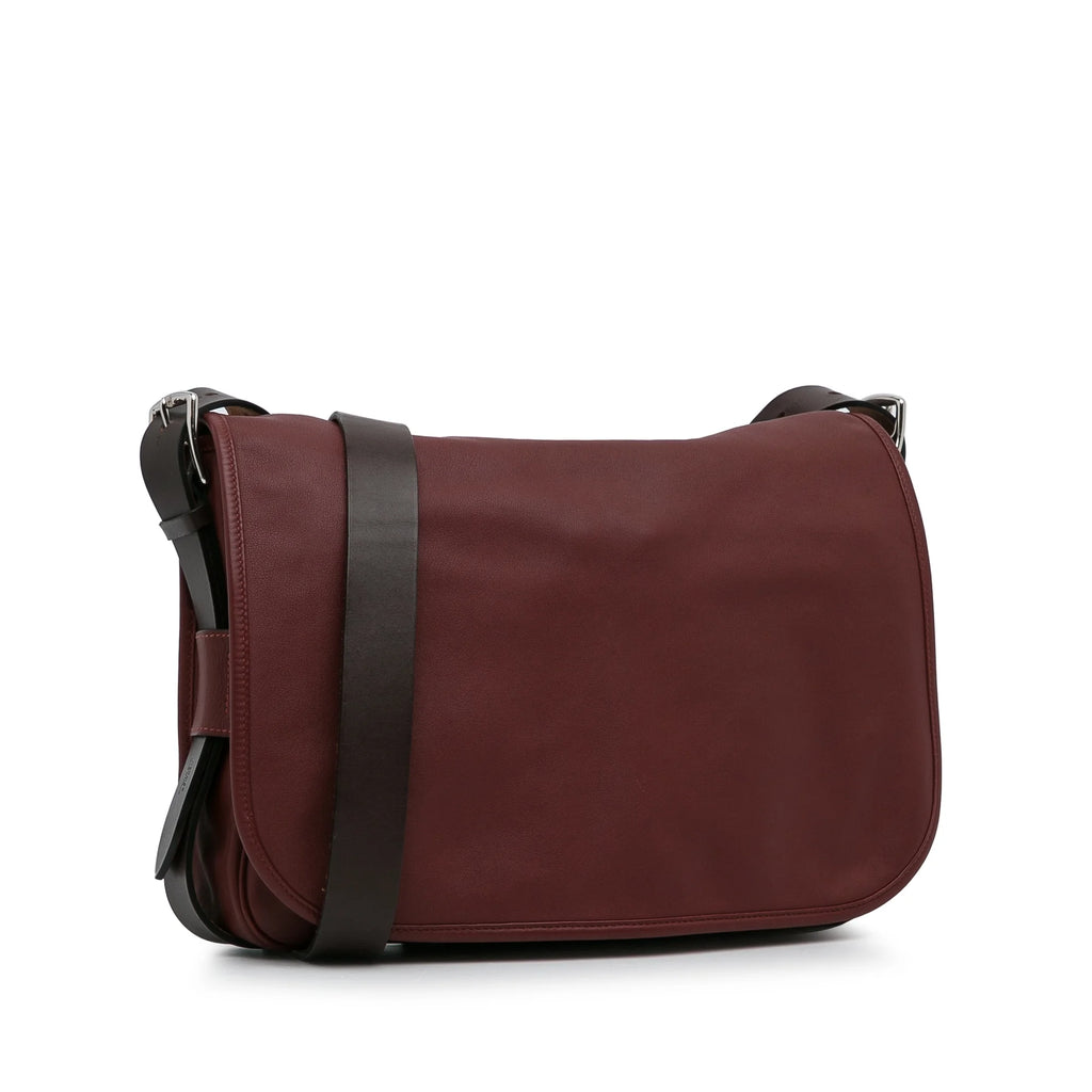 Secondhand Authenticated Hermès Sikkim Barda 30 Messenger Bag Calf Leather Red Crossbody Bag Unisex (Good)