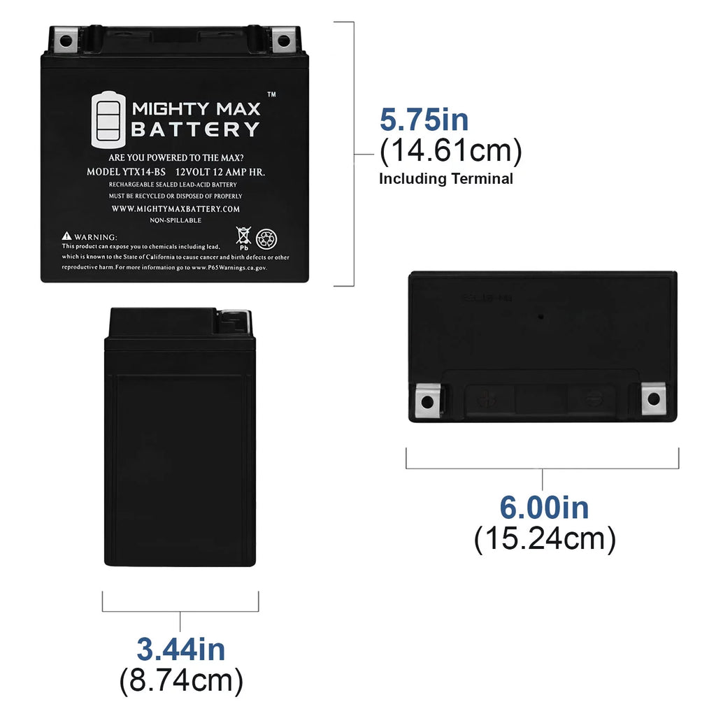 YTX14-BS Replacement Battery for HONDA TRX 300 Rubicon Foreman Rancher
