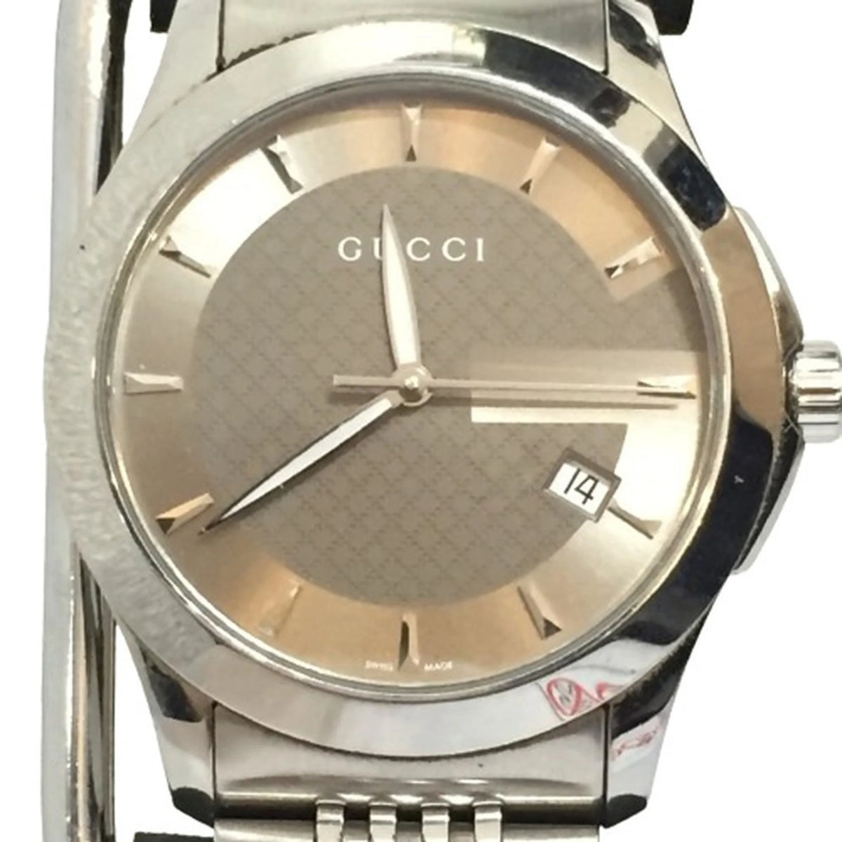 Previously Owned GUCCI 126.4 G Timeless Brown Dial SS Corrosion-free Alloy Silver Analog Watch Men's Date Quartz IT26SVZ67548 RK1056D (Good)