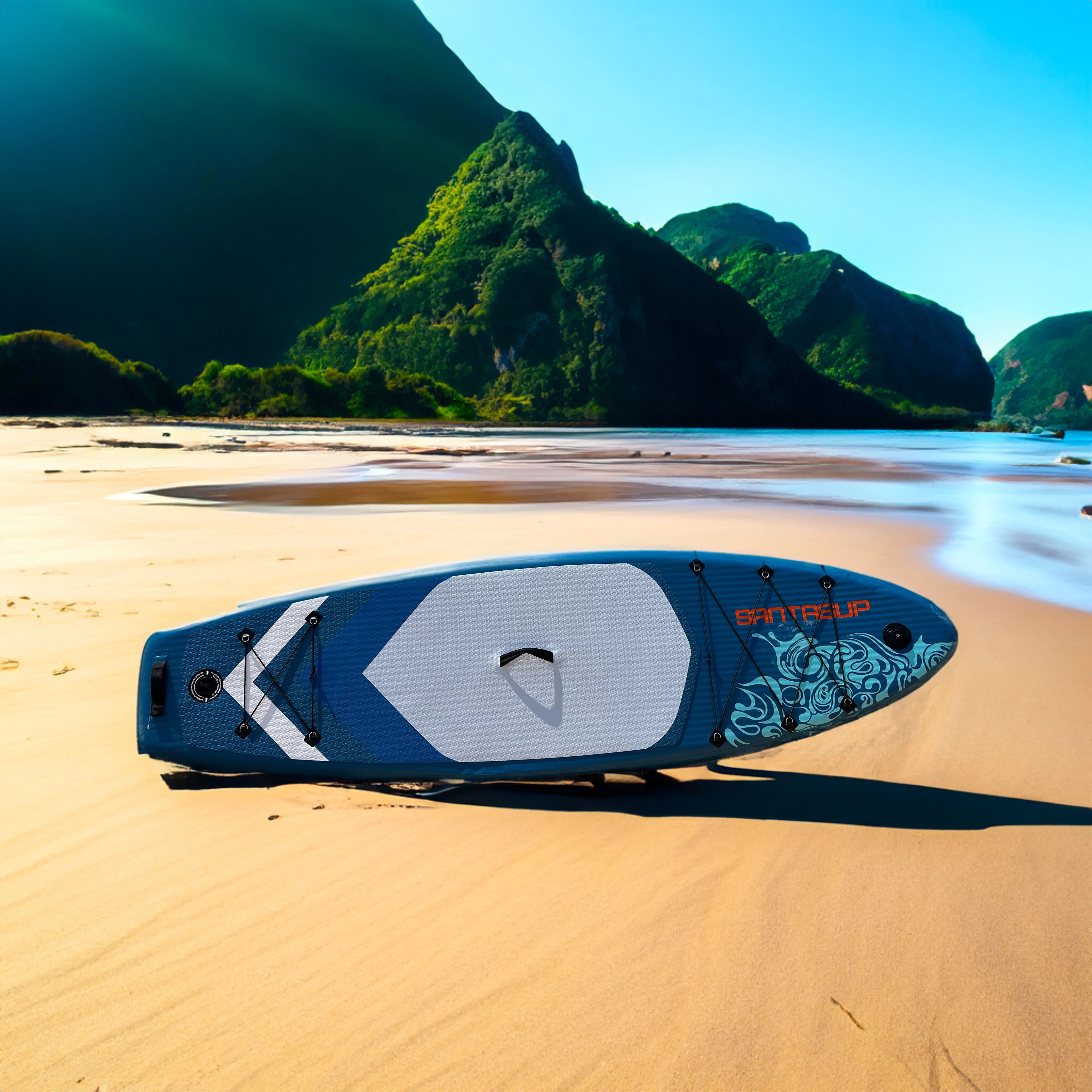 KUUFER 118"x33"x 5"Inflatable Stand Up Paddle Board with Premium SUP Accessories & Carry Bag, Wide Stance, Bottom Fin for Paddling, Surf Control, Non-Slip Deck, Youth Standing Boat, Navy Blue