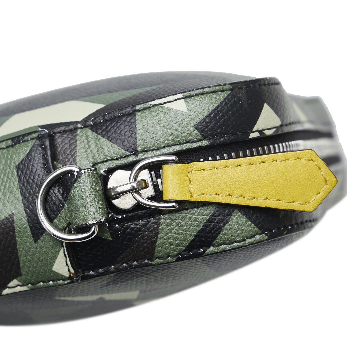 Previously Owned Authenticated Fendi Monster Eyes Camouflage Camera Bag Calf Leather Green Crossbody Bag Unisex (Good)