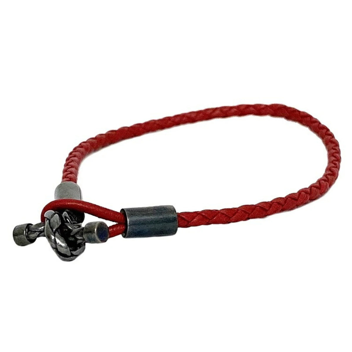 Secondhand Bottega Veneta Ec-14210 Leather,Silver 925 Charm Bracelet Red Color (Like New)