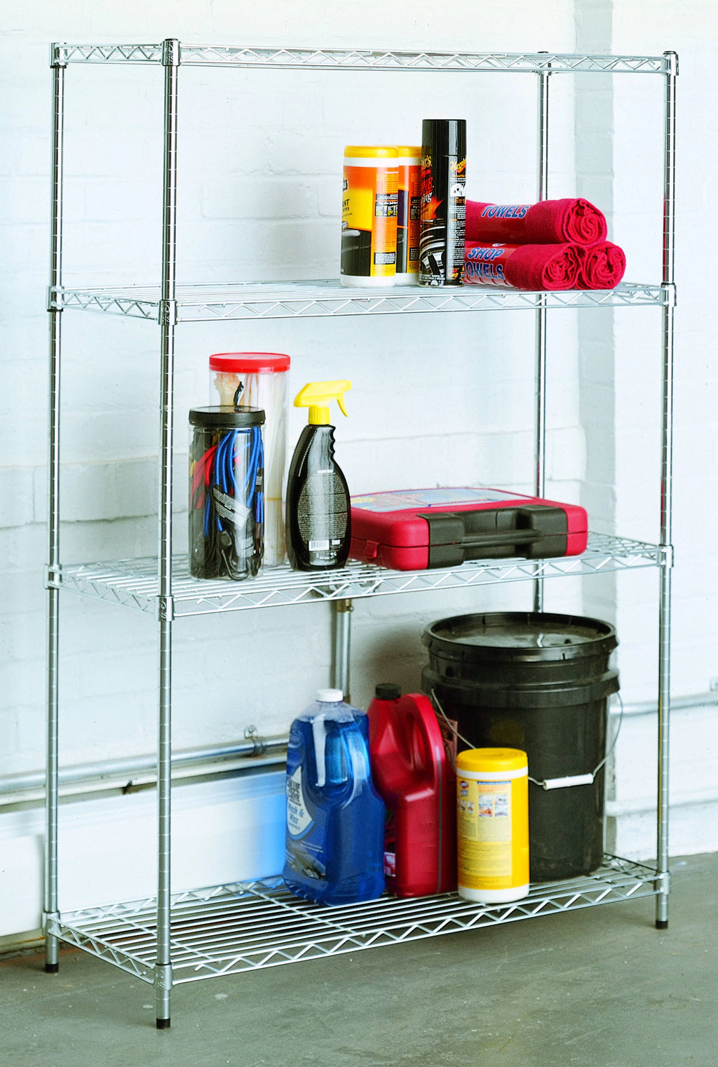HSS 4 Tier Metal Wire Shelf Unit 14"Dx36"Wx54"H Chrome, Capacity 1000 lbs