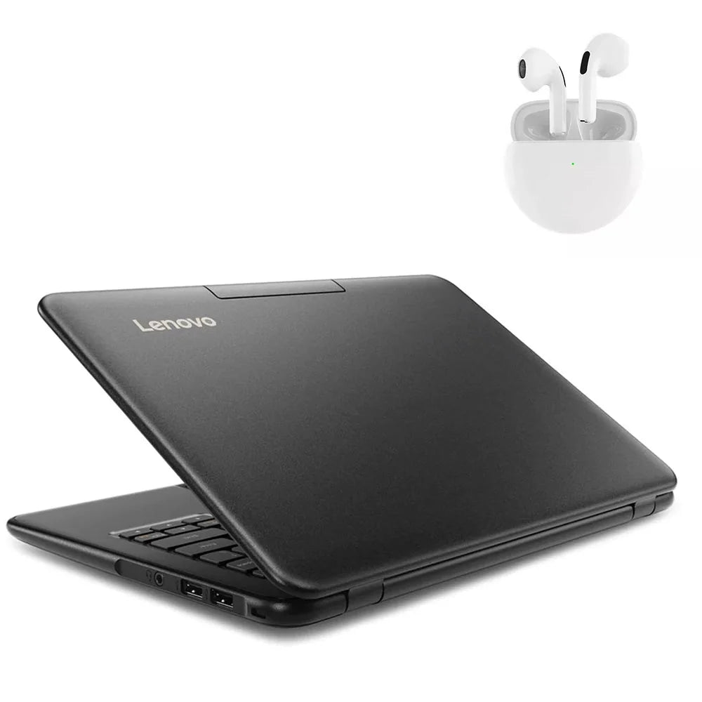 PreOwned Lenovo 100e Laptop 11.6" Intel Processor 4GB RAM 64GB SSD Windows 10 Pro with Wireless Earbuds (scratch and dent)