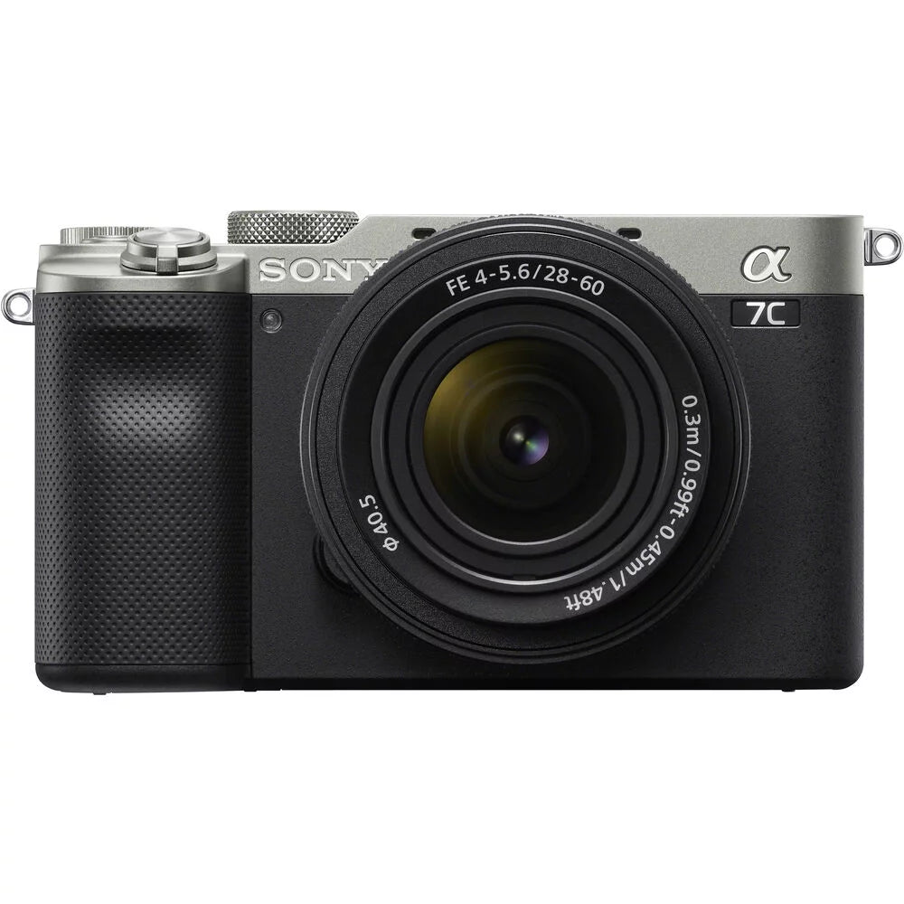Sony a7C Mirrorless Camera (Silver) with 28-60mm Lens+24mm f/2.8 G Lens +Flash +64GB-  Kit