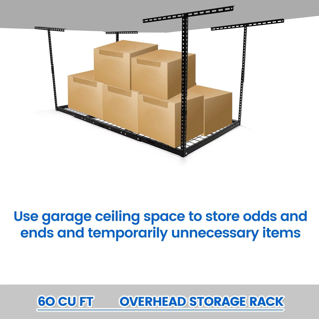 HECASA 3FT X 6FT Overhead Storage Rack Heavy Duty 72" x 36" Mounted Ceiling Rack Shelf Black Alloy