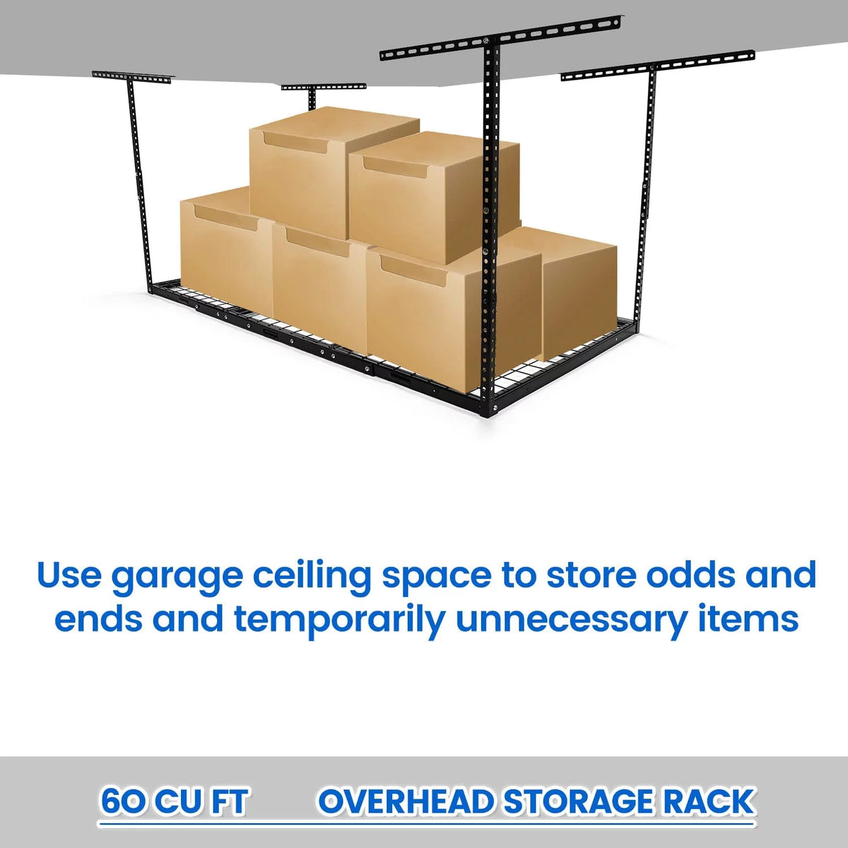 HECASA 3FT X 6FT Overhead Storage Rack Heavy Duty 72" x 36" Mounted Ceiling Rack Shelf Black Alloy