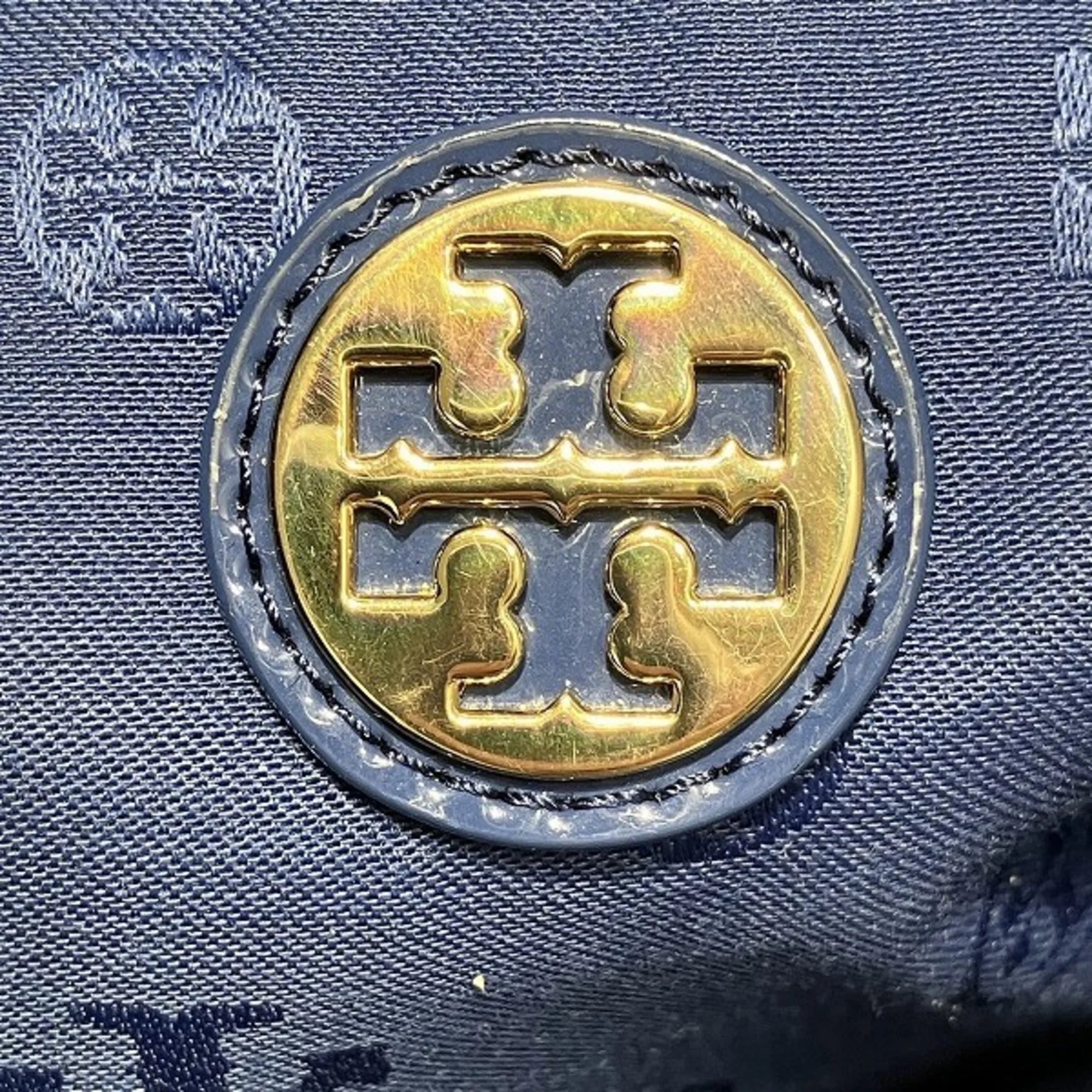 Secondhand Tory Burch Nylon Canvas x Patent Leather Navy Bag Tote Female (Good)