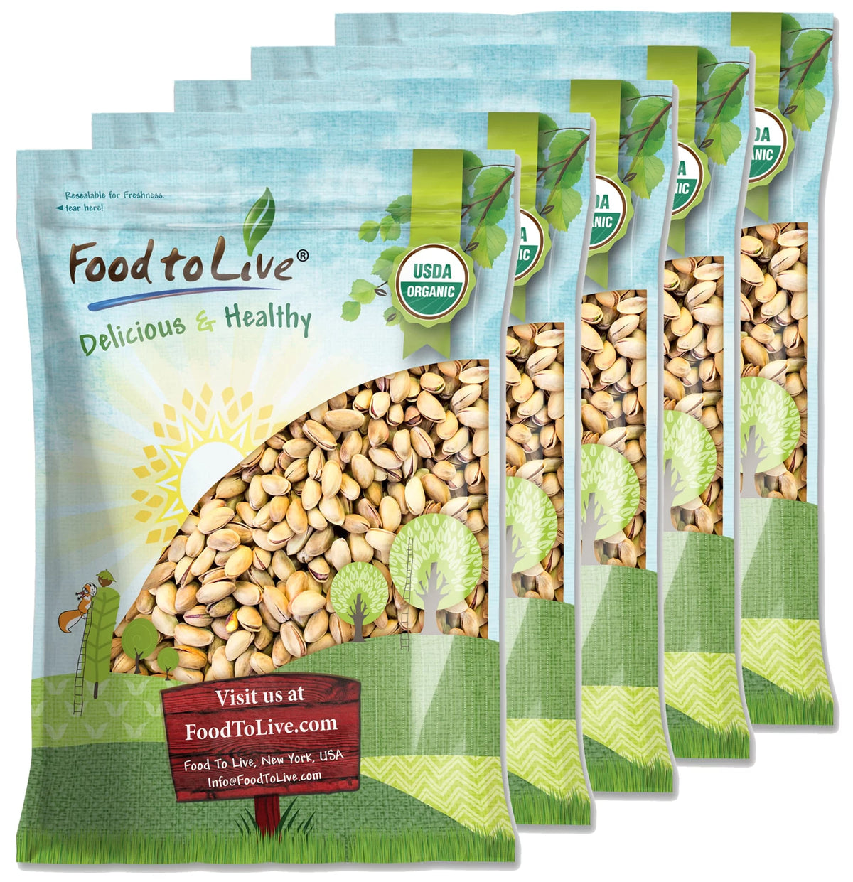 Organic Pistachios Roasted and Salted, 25 Pounds — Non-GMO, Vegan — by Food to Live