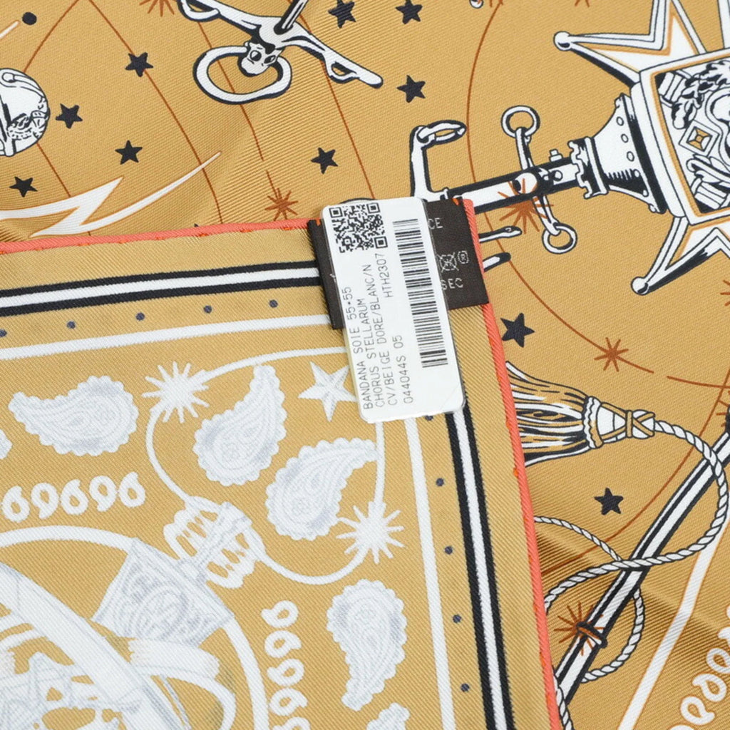 Previously Owned Hermes Carre 55 Bandana CHORUS STELLARUM 100% Silk (Like New)